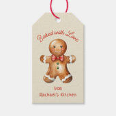 Schattigee peperkoek man gepersonaliseerde vakanti cadeaulabel (Voorkant)