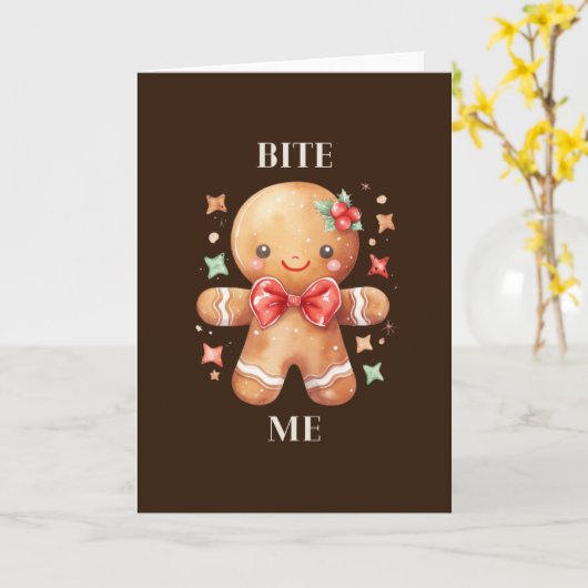 Schattigee peperkoek man grappige kerst Kaart (Gele Bloem)