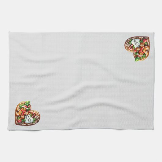 Schattigee peperkoek Man Hart Vrolijk Kerstfeest Theedoek (Horizontaal)