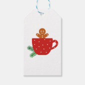 Schattigee peperkoek man in een rode koffiekop cadeaulabel (Voorkant)