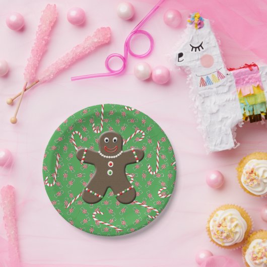 Schattigee peperkoek Man Jongen Kerstmis Candy Can Papieren Bordje (Feest)