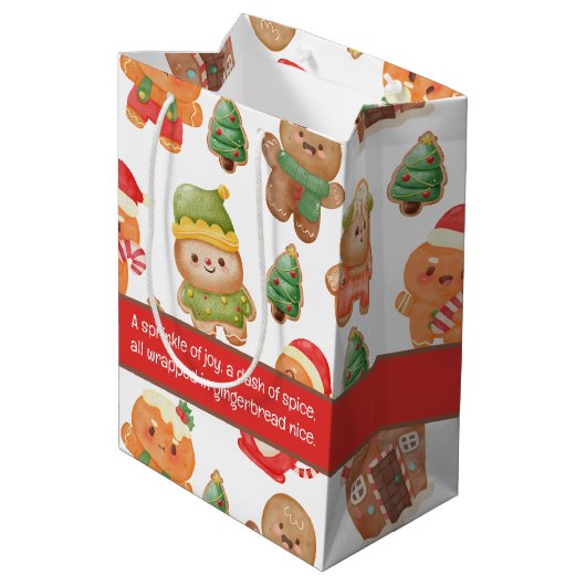 Schattigee peperkoek man koekjes kerstvakantie medium cadeauzakje (Achterkant Gekanteld)