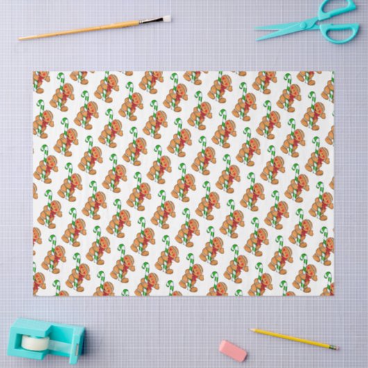 Schattigee peperkoek Man met Candy Cane Tissuepapier (Craft)