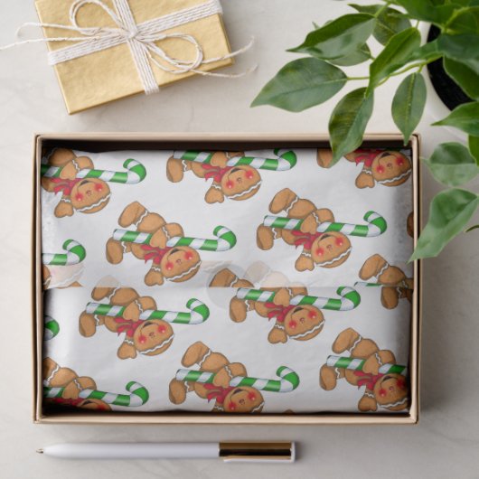 Schattigee peperkoek Man met Candy Cane Tissuepapier (Geschenk)