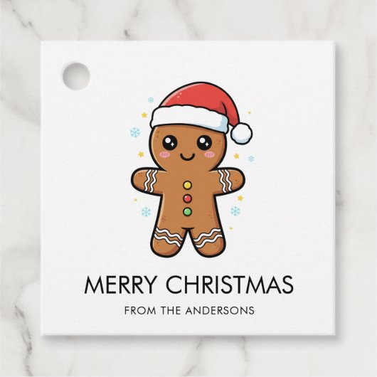 Schattigee peperkoek man met kerstmis bedankjes labels (Voorkant)