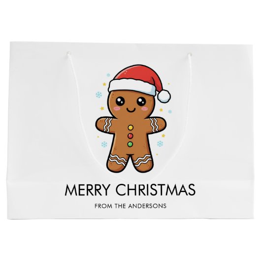 Schattigee peperkoek man met kerstmis groot cadeauzakje (Achterkant)