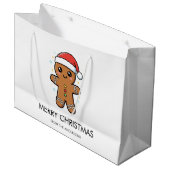 Schattigee peperkoek man met kerstmis groot cadeauzakje (Voorkant Gekanteld)