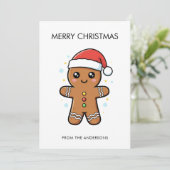 Schattigee peperkoek man met kerstmis kaart (Staand voorkant)