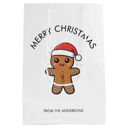 Schattigee peperkoek man met kerstmis medium cadeauzakje (Achterkant)