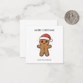 Schattigee peperkoek man met kerstmis notitiekaartje (Voorkant / Achterkant in situ)