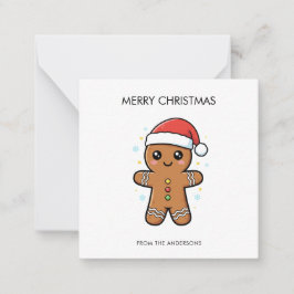 Schattigee peperkoek man met kerstmis notitiekaartje