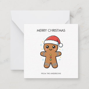 Schattigee peperkoek man met kerstmis notitiekaartje