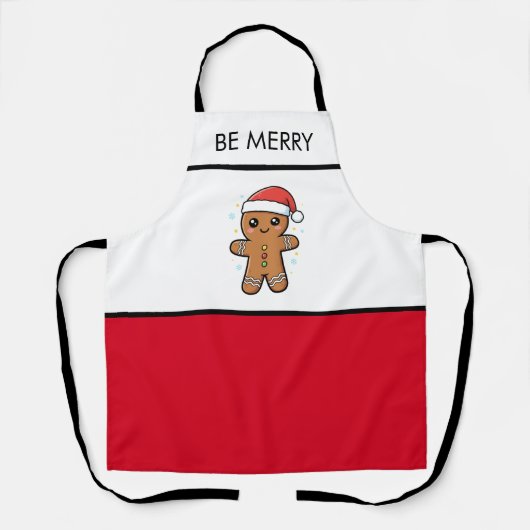 Schattigee peperkoek man met kerstmis schort (Voorkant)