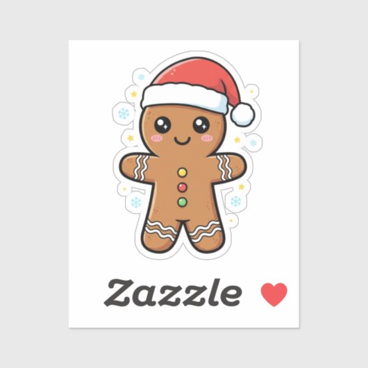 Schattigee peperkoek man met kerstmis sticker (Vel)