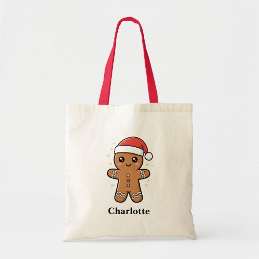 Schattigee peperkoek man met kerstmis tote bag (Voorkant)