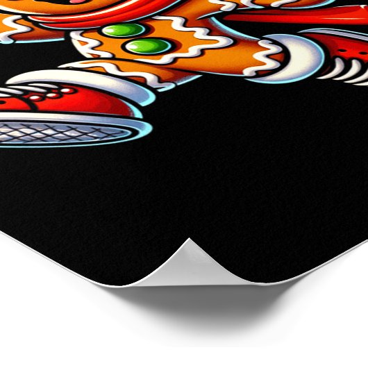 Schattigee peperkoek man spelen basketbal kerst poster (Hoek)