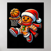 Schattigee peperkoek man spelen basketbal kerst poster (Voorkant)