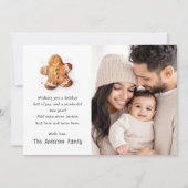 Schattigee peperkoek man Vrolijke kerstfoto Feestdagenkaart (Voorkant)