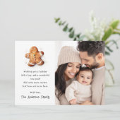 Schattigee peperkoek man Vrolijke kerstfoto Feestdagenkaart (Staand voorkant)