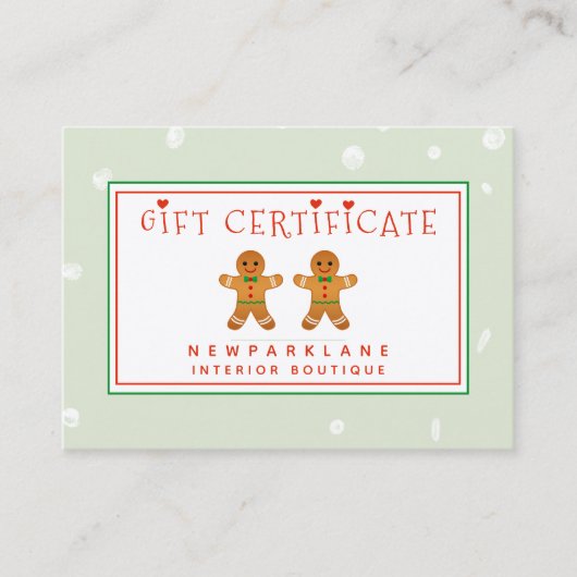 Schattigee peperkoek mannen - Kerstcadeaubon Visitekaartje (Voorkant)