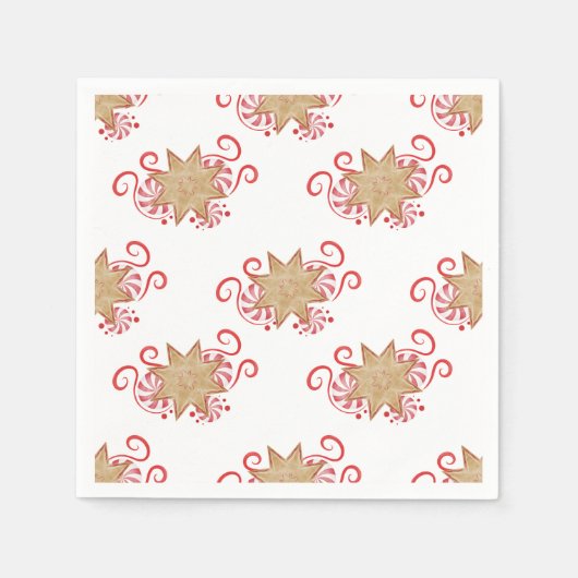 Schattigee peperkoek & pepermunt Snoep Kerst Servet (Voorkant)