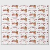 Schattigee peperkoek Trein en Familie Kerstmis Cadeaupapier (Vlak)