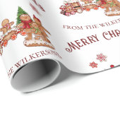 Schattigee peperkoek Trein en Familie Kerstmis Cadeaupapier (Rol Hoek)