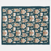 Schattigee peperkoekhuizen & koekjes Blue Christma Fleece Deken (Voorkant (Horizontaal))