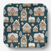 Schattigee peperkoekhuizen & koekjes Blue Christma Papieren Bordje (Voorkant)