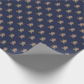 Schattigee peperkoekjes patroon marineblauw cadeaupapier (Hoek)