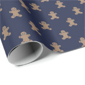 Schattigee peperkoekjes patroon marineblauw cadeaupapier (Rol Hoek)