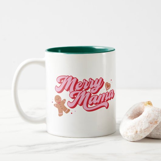 Schattigee peperkoekkoekje vrolijk mama kerst tweekleurige koffiemok (Met donut)