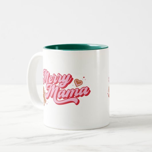 Schattigee peperkoekkoekje vrolijk mama kerst tweekleurige koffiemok (Voorkant links)