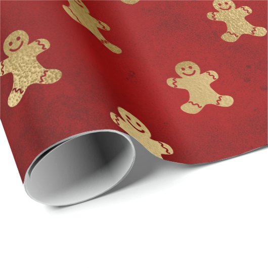 Schattigee peperkoekkoekjes patroon gouden folie r cadeaupapier (Rol Hoek)