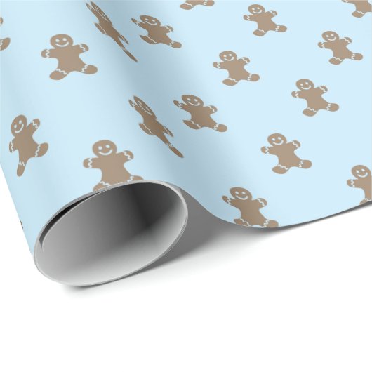 Schattigee peperkoekkoekjes patroon lichtblauw cadeaupapier (Rol Hoek)