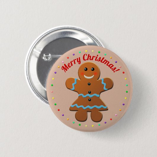 Schattigee peperkoekvrouw ronde button 5,7 cm (Voorkant /achterkant)