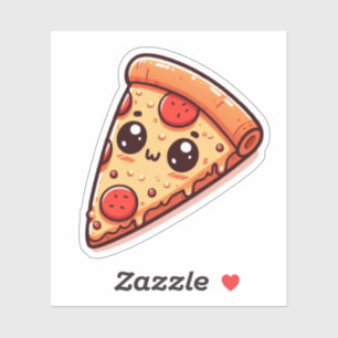 Schattigee Pepperoni Pizza op maat gesneden vinyl  Sticker