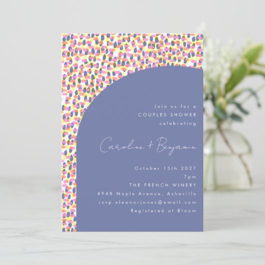 Schattigee Periwinkle Paarse Abstracte Dot Couples Kaart (Staand voorkant)
