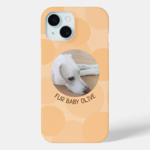 Schattigee perzik bellen ontwerp ronde hond foto iPhone 15 case
