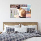 Schattigee perzik blauw - Eyed Cat Canvas Afdruk (Insitu (Slaapkamer))