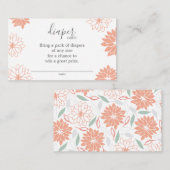 Schattigee Perzik Bloemen Luier Raffle Baby shower Informatiekaartje (Voorkant / Achterkant)