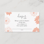 Schattigee Perzik Bloemen Luier Raffle Baby shower Informatiekaartje (Voorkant)