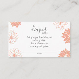 Schattigee Perzik Bloemen Luier Raffle Baby shower Informatiekaartje