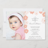 Schattigee Perzik Bloemenpatroon Cross Girl Doop Kaart (Voorkant)