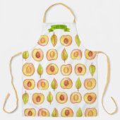 Schattigee Perzik Halves Green Leaves Design Custo Schort (Voorkant)