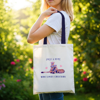 Schattigee perzik Paarse pastel cheetah familie Tote Bag