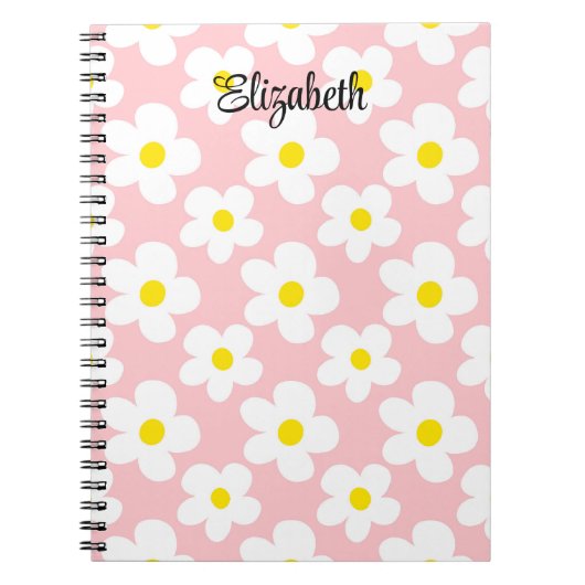 Schattigee perzik retro madeliefjes girly journali notitieboek (Voorkant)