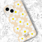 Schattigee perzik retro madeliefjes op girly flora Case-Mate iPhone case
