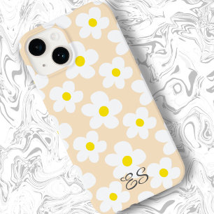 Schattigee perzik retro madeliefjes op girly flora Case-Mate iPhone 14 hoesje