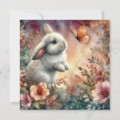 Schattigee perzik roze Waterverf konijnenbloemen p Feestdagenkaart (Voorkant)